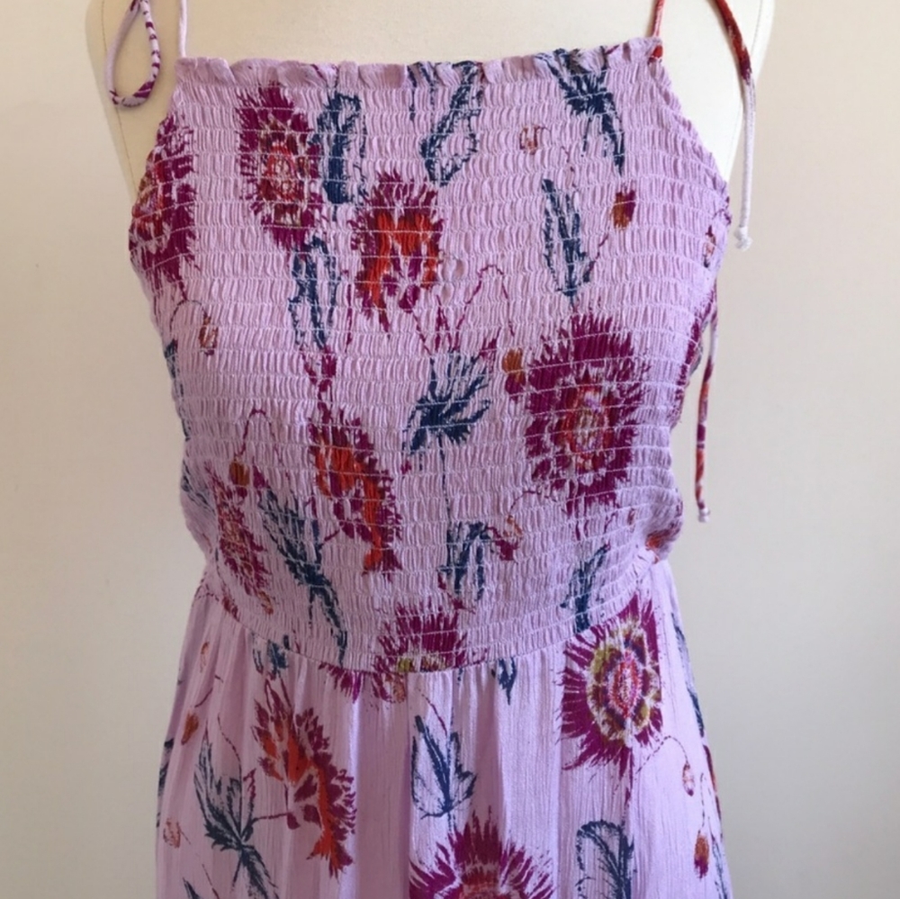 Free People Garden Party Dress Boho Lilac Floral Tiered Maxi - Picture 6 of 12